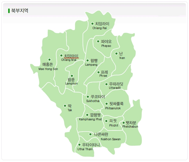 치앙마이 주변 도시 지도